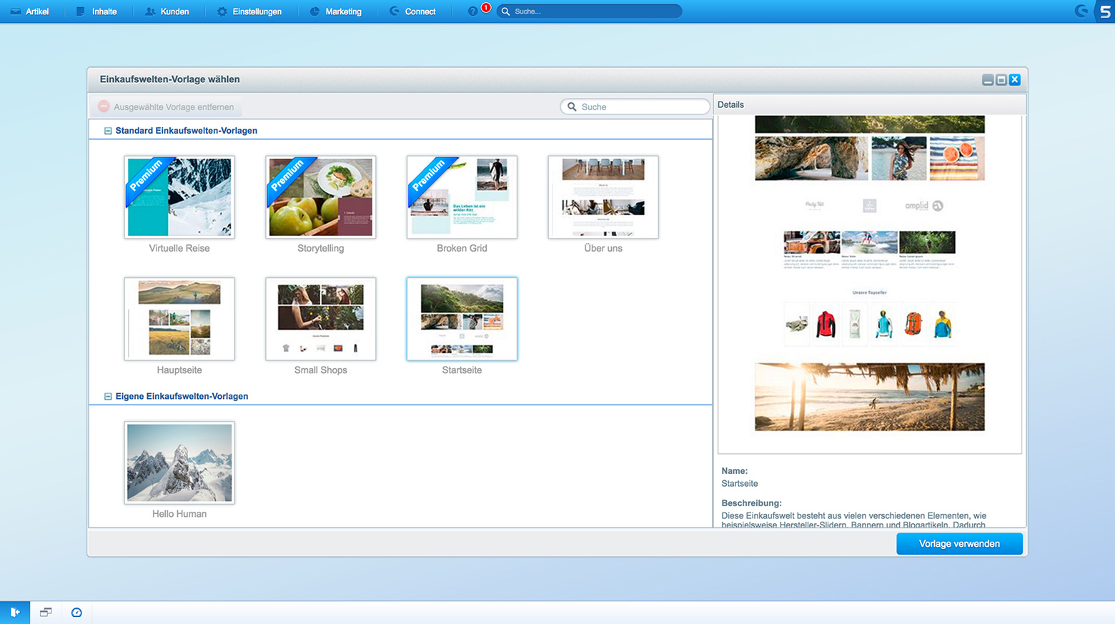Screenshot vom Shopware 5 Backend