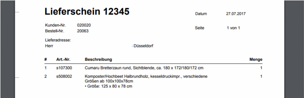 So sehen Sie die Varianten auf dem Lieferschein direkt